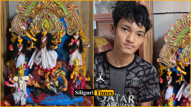 শারীরিক প্রতিবন্ধকতাকে জয় করে ১৬ বছর বয়সে দুর্গাপ্রতিমা তৈরি করে নজর কাড়লো শিলিগুড়ির রুদ্র